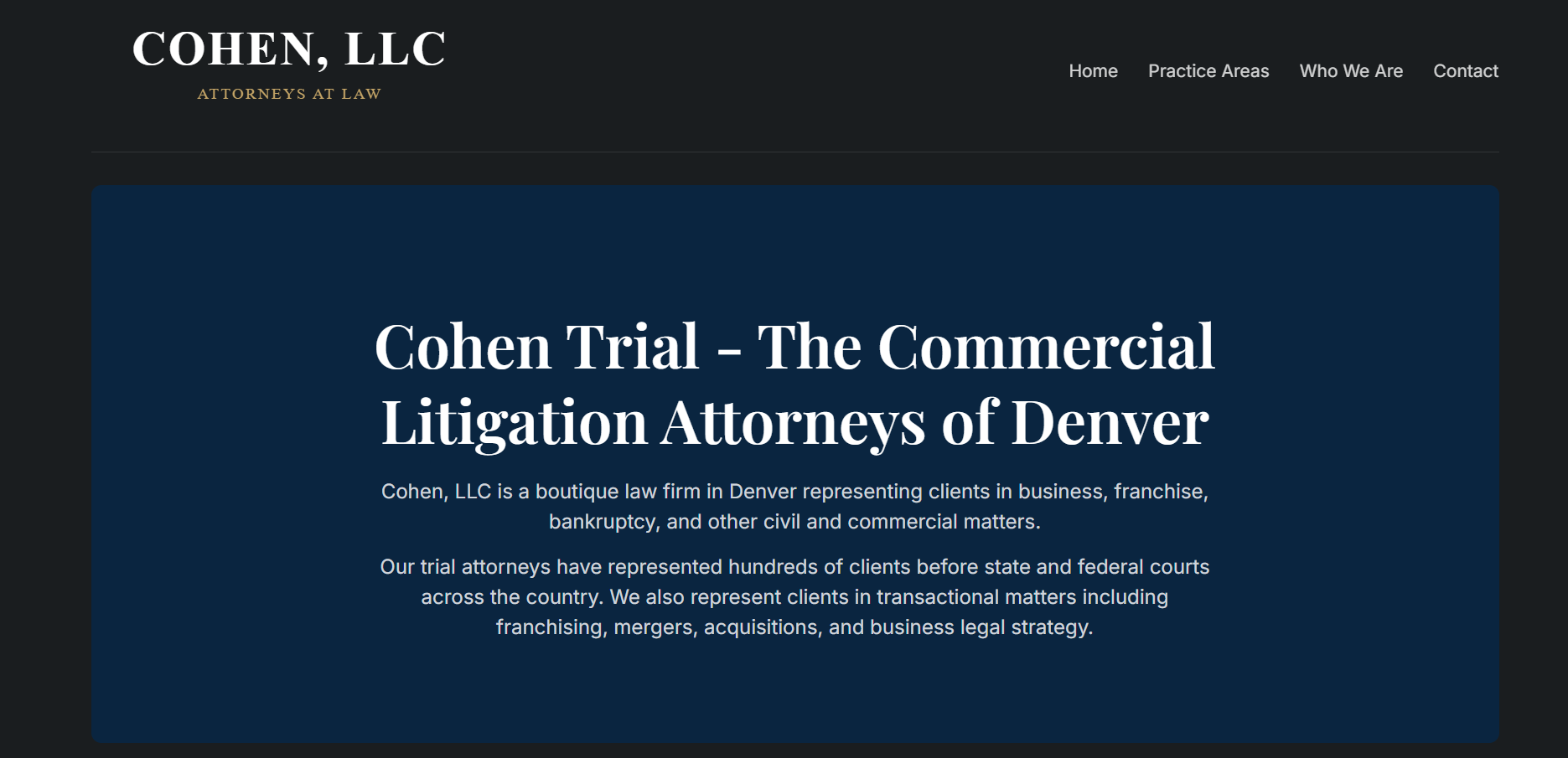 Cohen Trial Law website